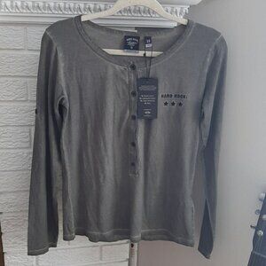 NWT Hard Rock Guitar Company Women's Camo Wing Military Green Tee Size XS